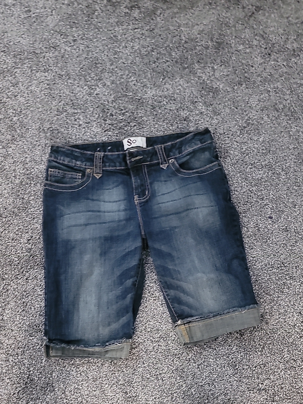 SO Dark Blue Cuffed Boyfriend Jeans Shorts